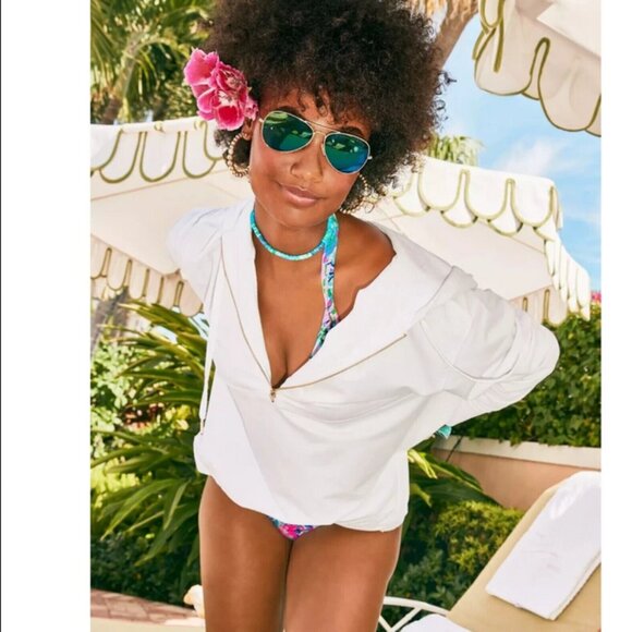 Lilly Pulitzer Tops - Lilly Pulitzer Lora Hoodie Top Long Sleeve Drawstring Sweatshirt S